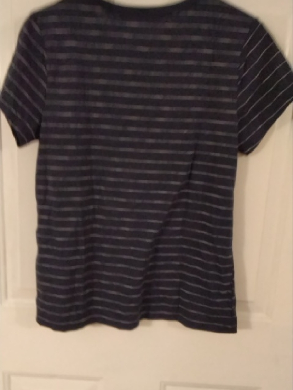 Time and Tru Navy Blue Striped Short Sleeve Tee - Picture 3 of 3